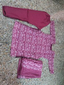 Maroon Printed Kurta Set