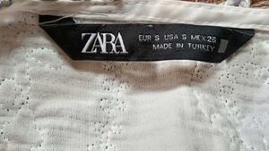 Zara Embroidered Cotton Blue White Kimono Jacket