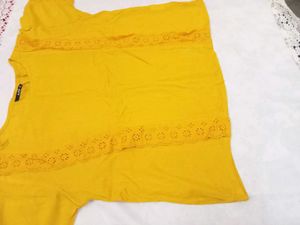 Yellow Lace Trim Top