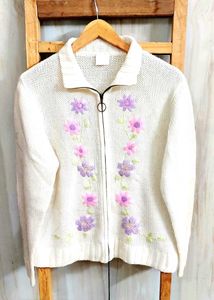 Offwhite Embroidery Work Sweater Size-38-40-L