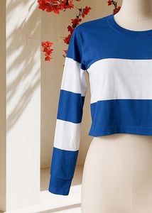 Striped Long Sleeve Crop Top