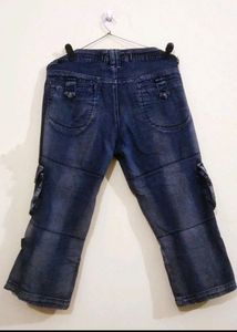 Vintage Denim Cargo Capri Pants