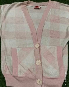 Imported Pink Plaid Cardigan