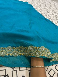 Teal Embellished Ethnic Skirt