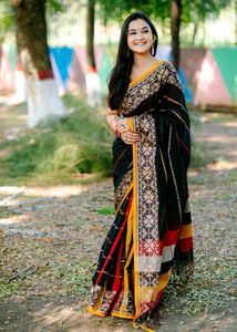 Elegant Black & Multicolor Saree