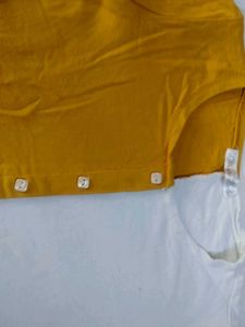 A Mustard - White Crop Top