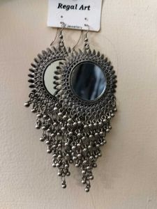 oxidised mirror earrings