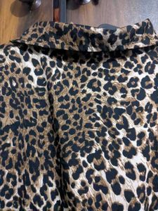 Animal Cheetah Print Ruffled Tiered Dress