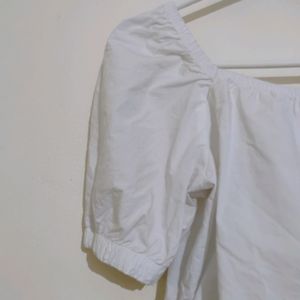 H&amp;M Puff Sleeves White Square neck Top