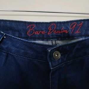 Blue Solid Ankle Length MidRise Casual Women Jeans