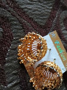 Gold Jhumka Earrings
