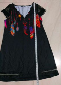 ❤️Boho Black Feather Print Dress❤️