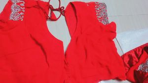 Red Embellished Saree