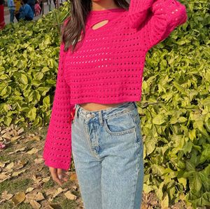 H.M Women&#39;s Hollow Out Crochet Knit Crop Top