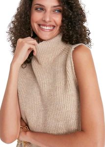 Beige Sleeveless Knit Sweater Vest –Cozy&amp;Versatile