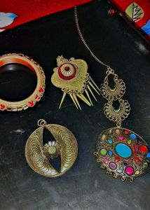 Unique Beaded Necklaces set of 3 + neck cha