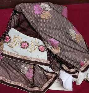 Brown With Biscuit Colour Saree