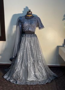 Elegant Grey Sequin Lehenga Choli Set