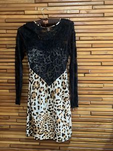Sexy Back Lace Leopard Print Mini Dress