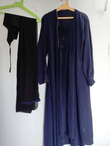 Navy Blue Abaya with Scarf Very Stylish