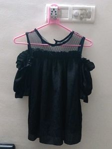 Black Cold Shoulder Top