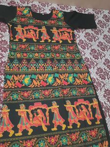 Vibrant Print Black Dress