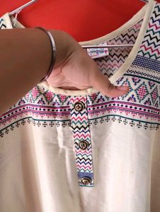 Boho Print Cream Kurti