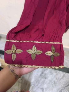 Maroon patiala with beads detailing