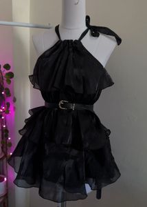 Black Ruffled Mini Dress