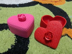Red Heart Shaped Trinket Box 3d printed