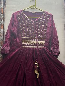 Wine Color Gher Anarkali Kurti