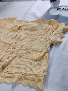 Vintage Yellow Knit Cardigan