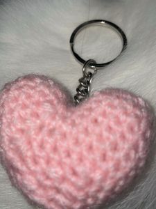 Crochet Pink Heart Keychain