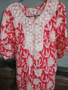 Red And White Combination Kurti ❤️🤍