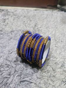 Silk Thread Blue & Gold Bangles