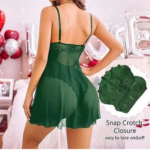 Self Design Green Babydoll