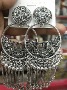 Stylish Silver Tassel Earrings