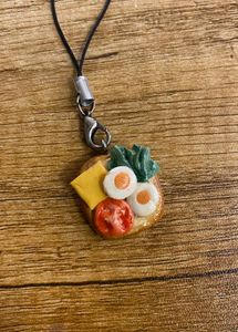 egg toast food clay charm