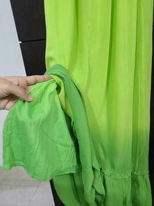 Lime Green Ombre Maxi Chiffon Dress+ cotton lining