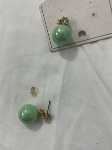 Green Pearl Drop Earrings