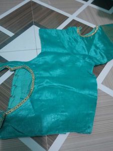 Teal &amp; Gold Embellished Blouse