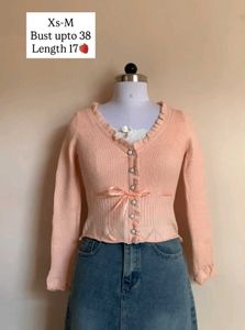 Peach Knit Cardigan