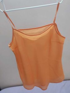 Lightweight Peach/Orange Sheer Cami Tank Top