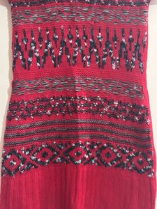 Red Knit Mini Sweater Dress