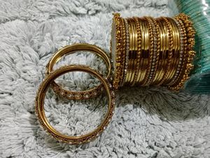 Gold &amp; Crystal Bangle Set