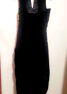 Black &amp; Golden Party Wear Kurta With Dupatta