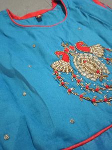 Teal Embroidered Dress