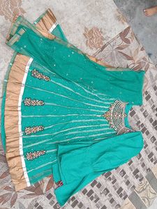 Teal Embellished Anarkali Suit