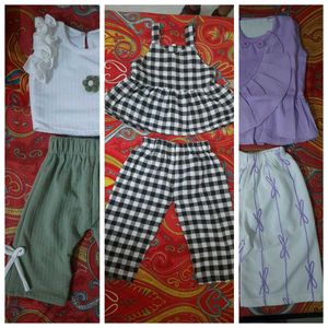 3 Coord Sets For Infant Girls 9 To 12 Months