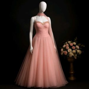 Elegant Blush Pink Tulle Gown - Prom & Formal